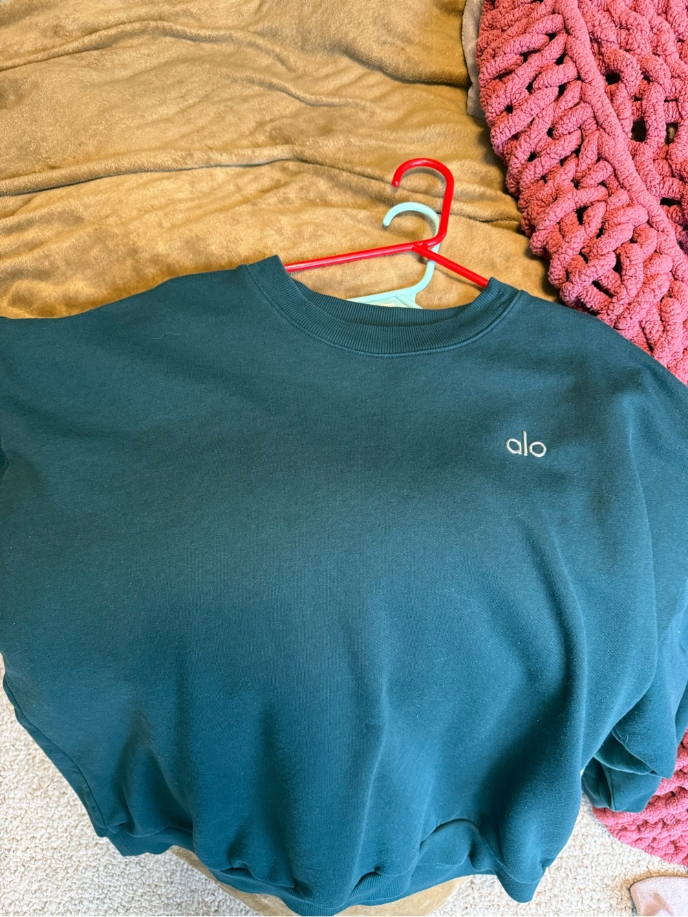 Alo Cozy Crewneck Sweatshirt in Dark Green- M
